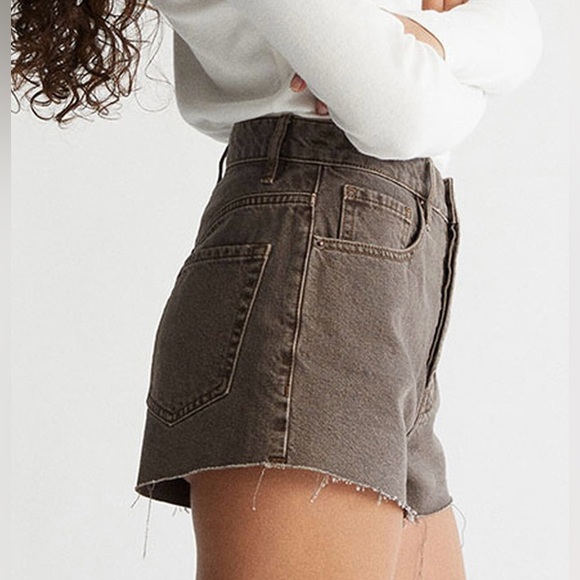 PacSun High Waisted Frayed Hem Brown Denim Shorts Women’s Size 23 - Picture 4 of 7